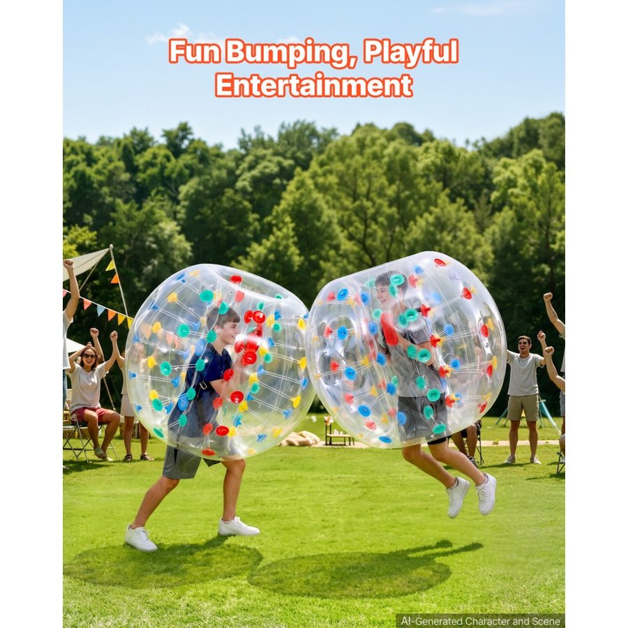 VEVOR 2-Pack Inflatable Bumper Balls 1.2m Human Bubble Teens Transparent, for Backyard, Camping, Picnic, Park, Lawn, and Outdoor Team Gameplay, Thickened PVC Material, Sumo Hamster Ball with Handle