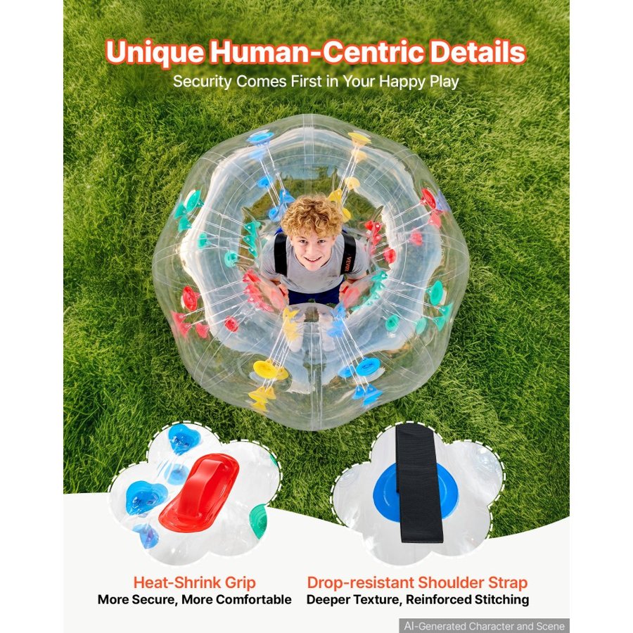 VEVOR 2-Pack Inflatable Bumper Balls 1.2m Human Bubble Teens Transparent, for Backyard, Camping, Picnic, Park, Lawn, and Outdoor Team Gameplay, Thickened PVC Material, Sumo Hamster Ball with Handle