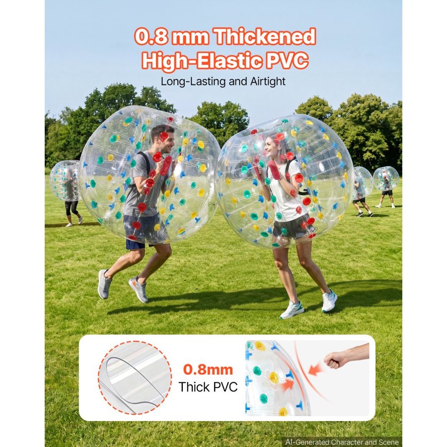 VEVOR 2-Pack Inflatable Bumper Balls 1.5m Human Bubble Adult Transparent, for Backyard, Camping, Picnic, Park, Lawn, and Outdoor Team Gameplay, Thickened PVC Material, Sumo Hamster Ball with Handle
