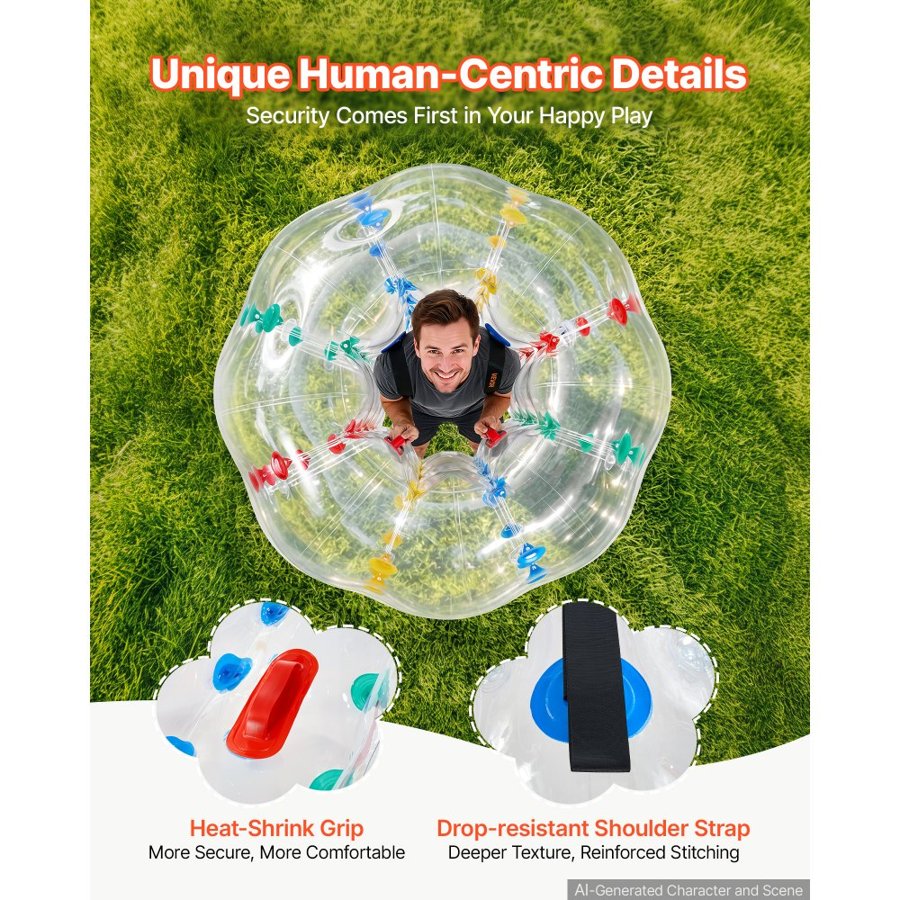 VEVOR 2-Pack Inflatable Bumper Balls 1.5m Human Bubble Adult Transparent, for Backyard, Camping, Picnic, Park, Lawn, and Outdoor Team Gameplay, Thickened PVC Material, Sumo Hamster Ball with Handle