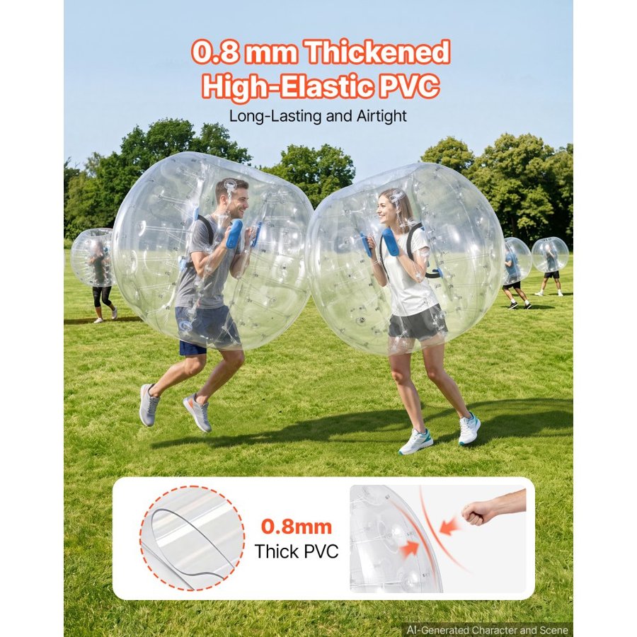 VEVOR 2-Pack Inflatable Bumper Balls 1.5m Human Bubble Adult Transparent, for Backyard, Camping, Picnic, Park, Lawn, and Outdoor Team Gameplay, Thickened PVC Material, Sumo Hamster Ball with Handle