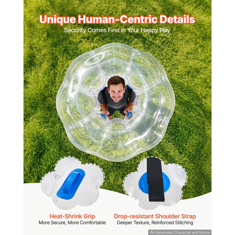 VEVOR 2-Pack Inflatable Bumper Balls 1.5m Human Bubble Adult Transparent, for Backyard, Camping, Picnic, Park, Lawn, and Outdoor Team Gameplay, Thickened PVC Material, Sumo Hamster Ball with Handle