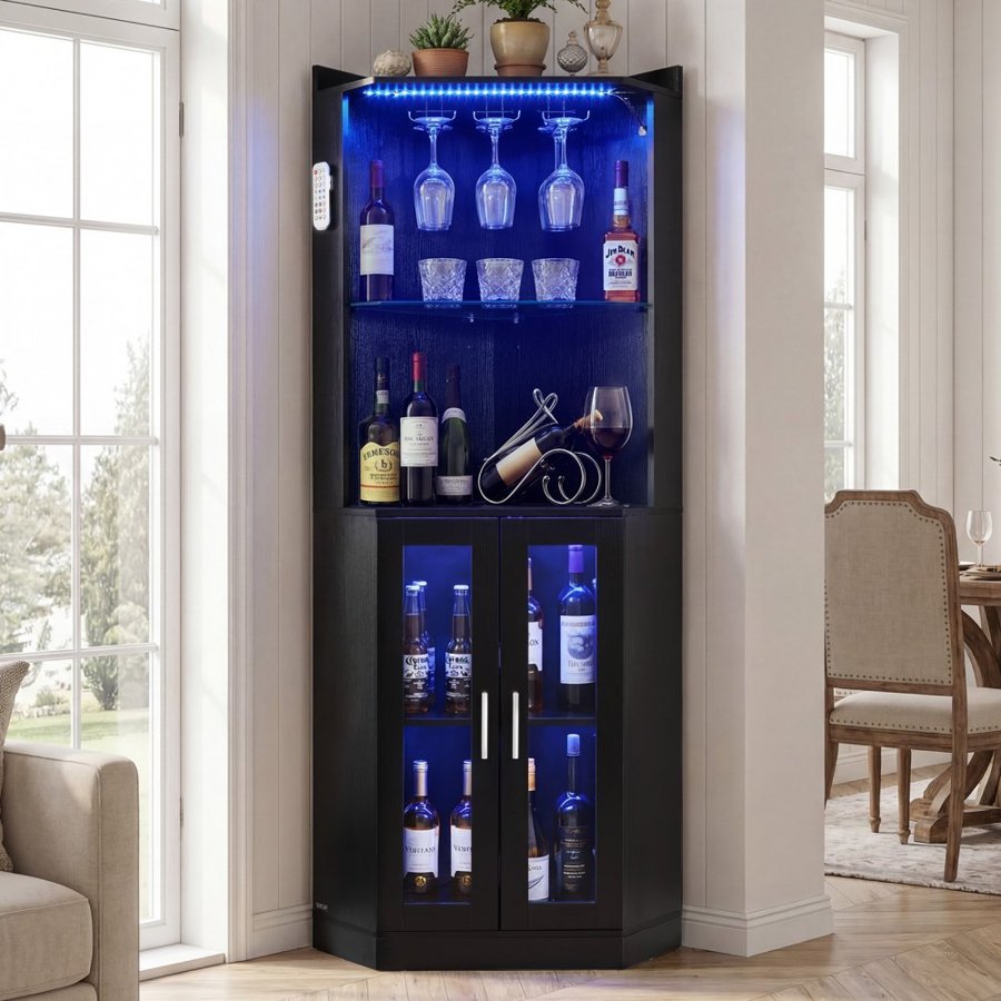 VEVOR Corner Wine Bar Cabinet – 66.9" Tall, 78 Pounds