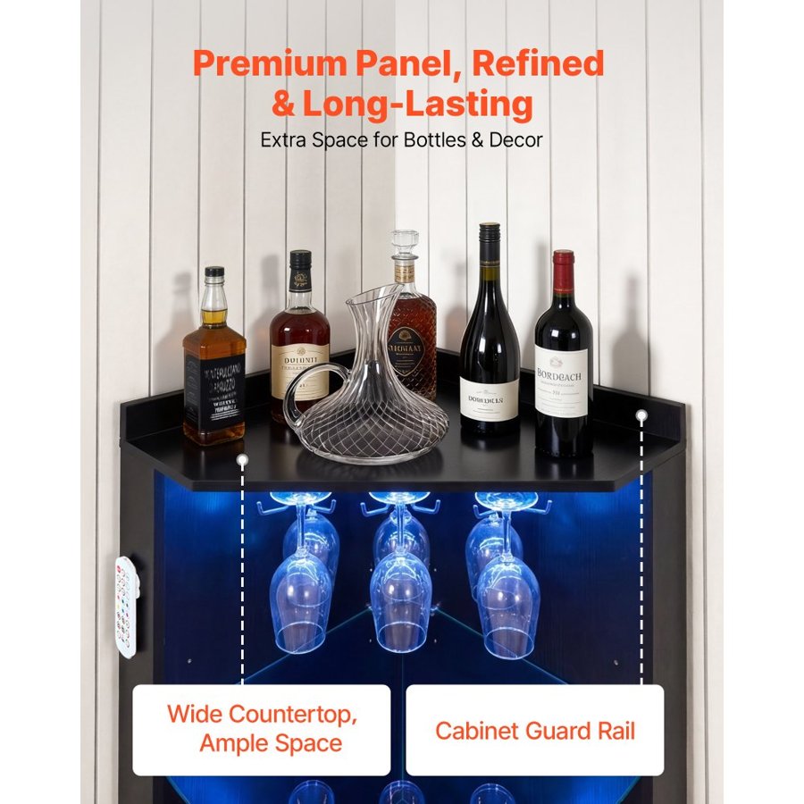 VEVOR Corner Wine Bar Cabinet – 66.9" Tall, 78 Pounds