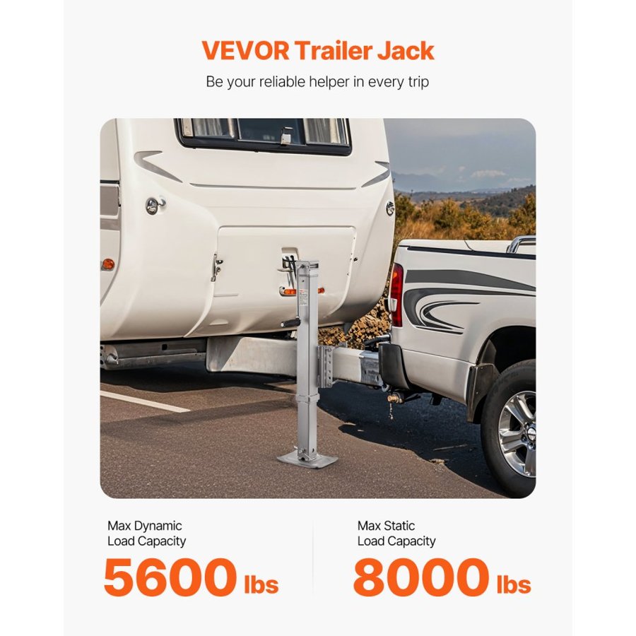 VEVOR Trailer Jack, 8000 lbs Static Load Capacity, Heavy Duty Swivel Bolt-on Trailer Jack, 28.5" Lift Trailer Jack Stand with Handle for RV Trailer, Horse Trailer, Utility Trailer, and Yacht Trailer