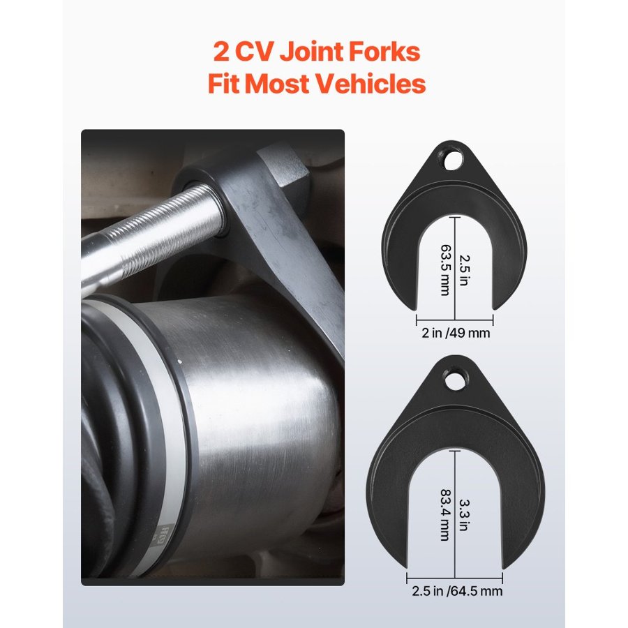 VEVOR Inner CV Axle Puller Tool Set with Slide Hammer & 49mm 64.5mm CV Joint Fork Adapter, Inner CV Joint Removal Tool Kit, Heavy Duty Front Wheel Drive Axle Puller Slide Hammer Set for Most Vehicles