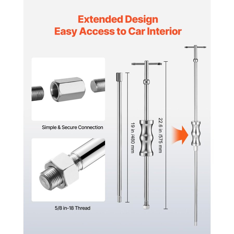 VEVOR Inner CV Axle Puller Tool Set with Slide Hammer & 49mm 64.5mm CV Joint Fork Adapter, Inner CV Joint Removal Tool Kit, Heavy Duty Front Wheel Drive Axle Puller Slide Hammer Set for Most Vehicles