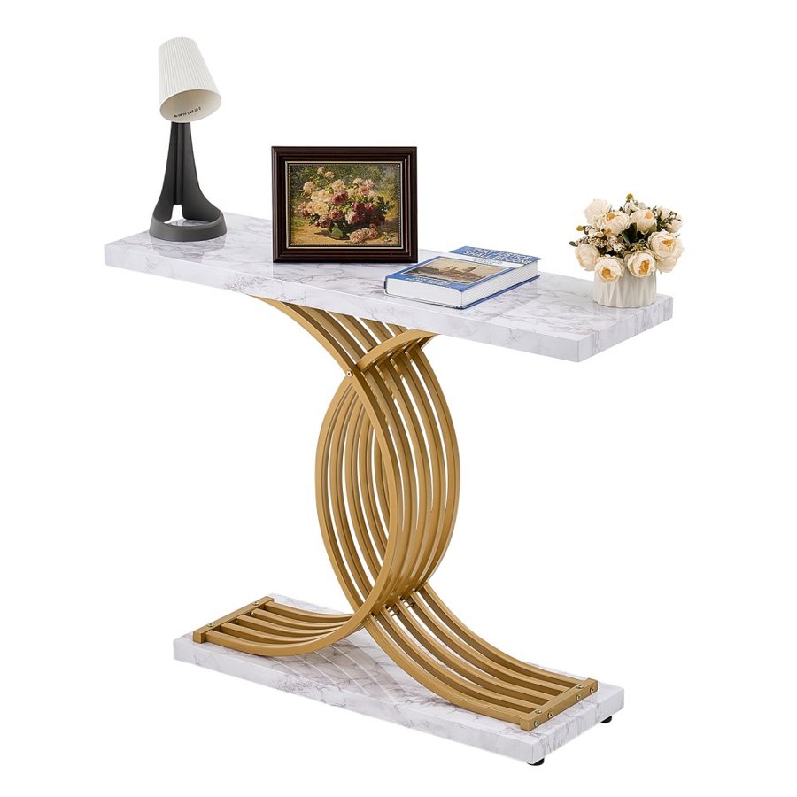 VEVOR Narrow Console Sofa Table, 39.4 inches Behind Couch Table, 1-Tier Long Entryway Table and Skinny Hallway Table, Narrow Sofa Table with Metal Frame, for Entryway, Hallway, Living Room & Bedroom