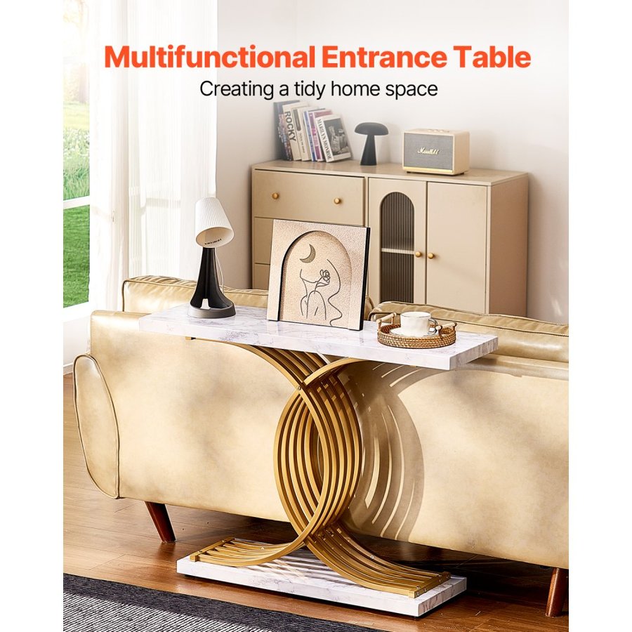 VEVOR Narrow Console Sofa Table, 39.4 inches Behind Couch Table, 1-Tier Long Entryway Table and Skinny Hallway Table, Narrow Sofa Table with Metal Frame, for Entryway, Hallway, Living Room & Bedroom