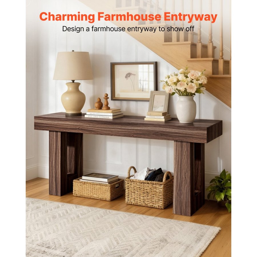 VEVOR 63 inch Console Table – 63x13.8x33.5", 0.6" Top