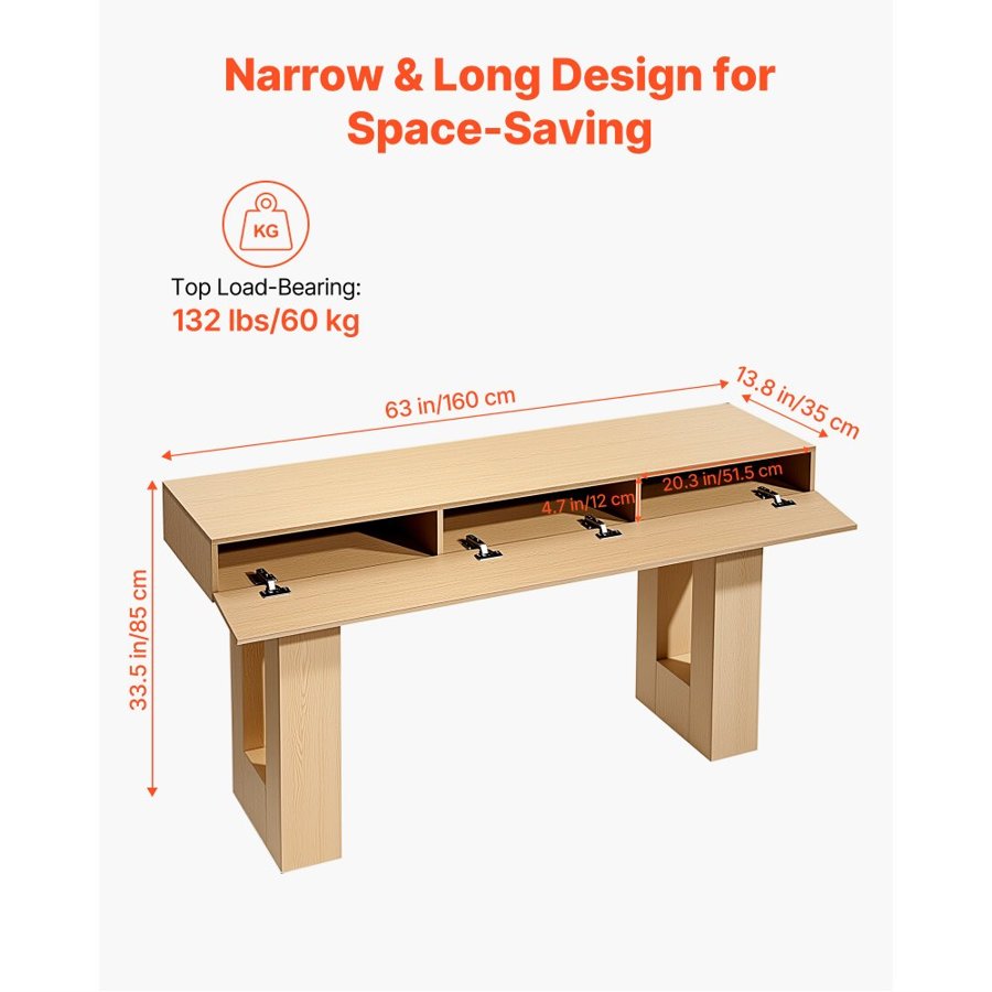 VEVOR 63 in Console Table –  63"x13.8"x33.5", 132lb
