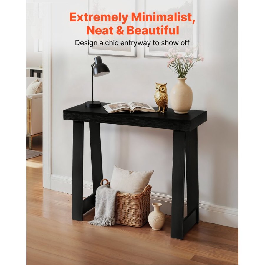 VEVOR 36 in Wide Console Table – 36" × 12", Black Sofa Table