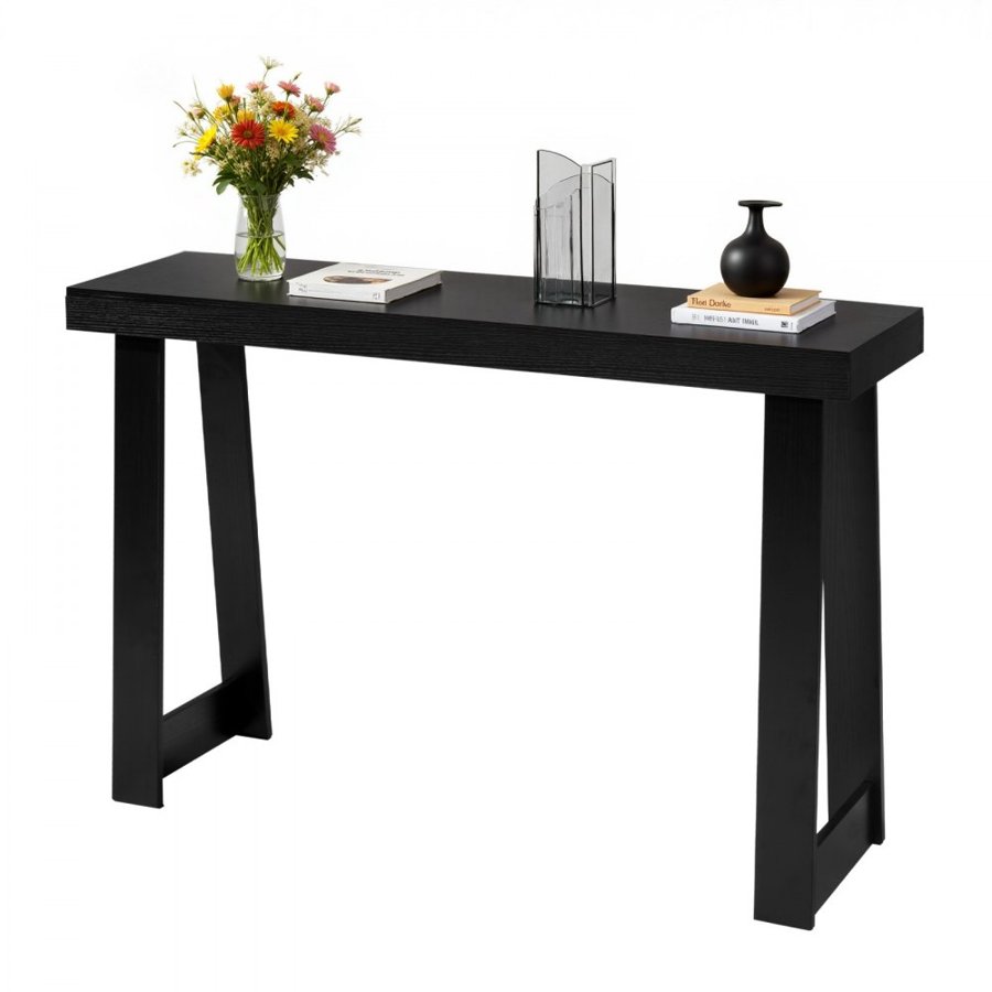 VEVOR 118 cm Console Table, Modern Desk Behind the Couch, Wooden Rectangle Entrance Desk, Narrow Long Sofa Table Accent Stand for Hallway, Bedroom, Living Room, Foyer, Easy Assembly, Black