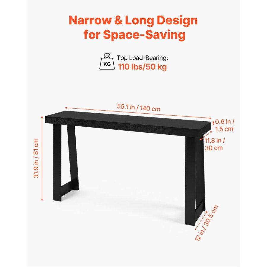 VEVOR 56 Inch Console Table – 110lbs capacity, Dual-Tier
