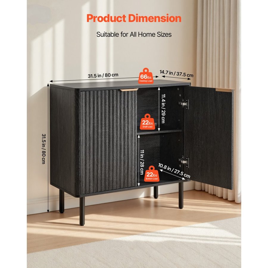 VEVOR Coffee Bar Table with Storage – 2-Tier Cabinet, 66 lbs