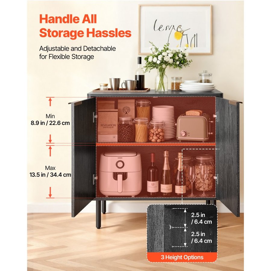 VEVOR Coffee Bar Table with Storage – 2-Tier Cabinet, 66 lbs
