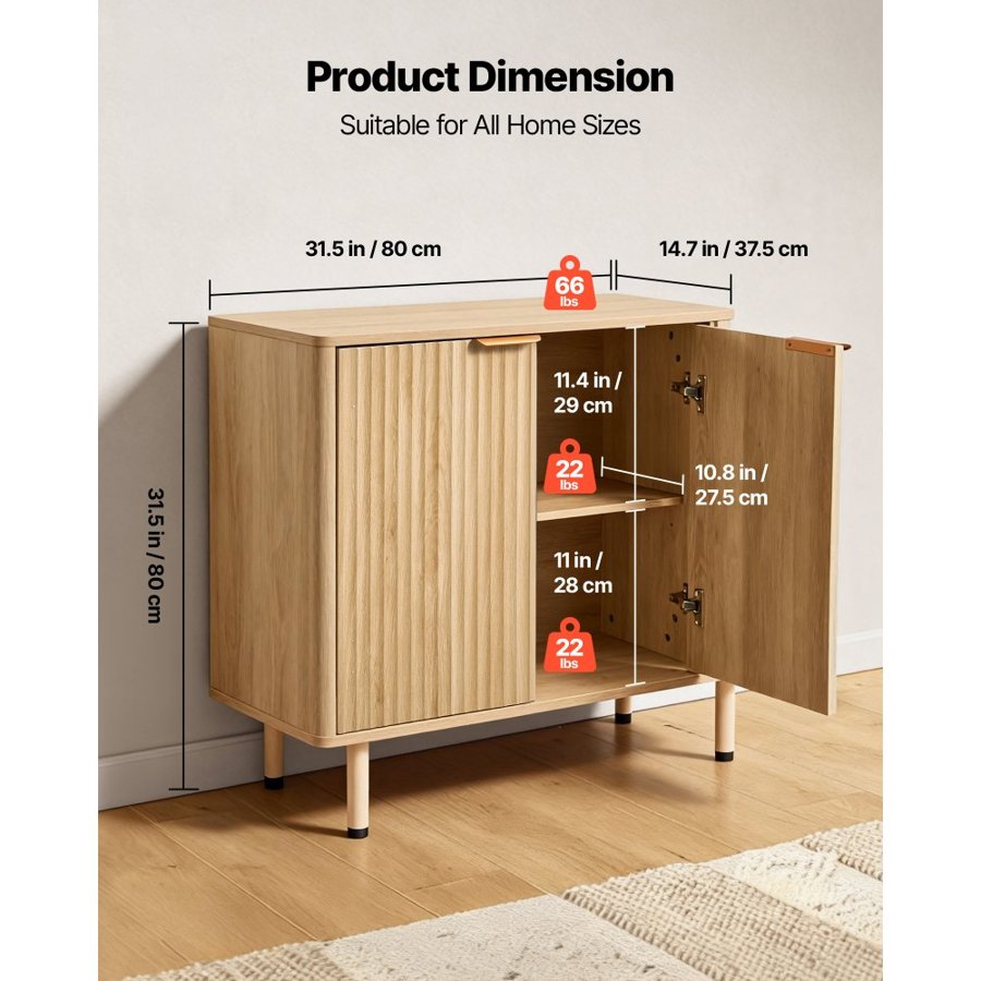 VEVOR Kitchen Coffee Bar Cabinet – 66LB, 22LB Shelf, 43.4LB