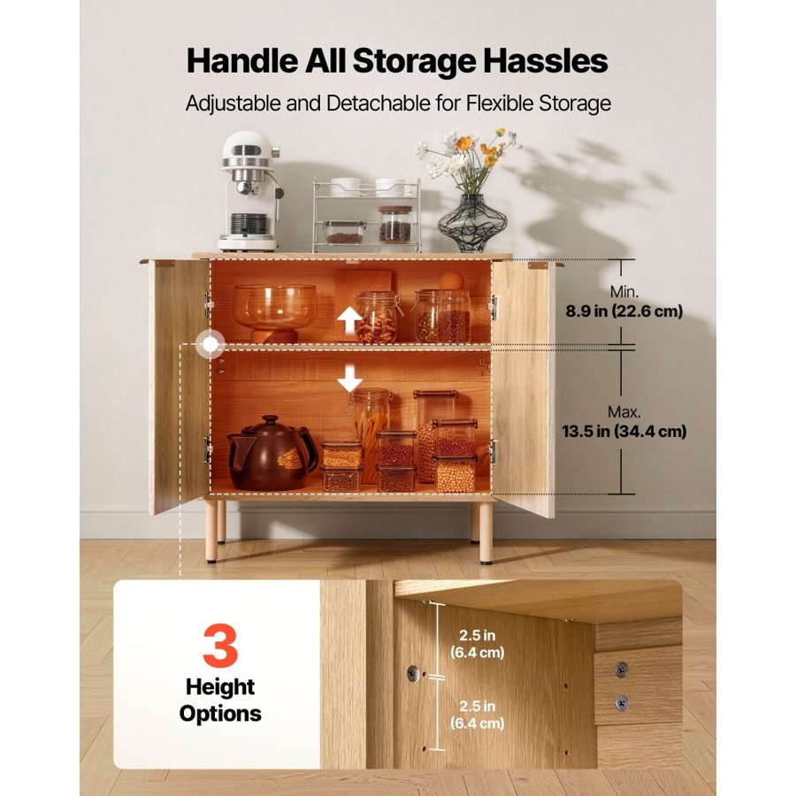VEVOR Kitchen Coffee Bar Cabinet – 66LB, 22LB Shelf, 43.4LB