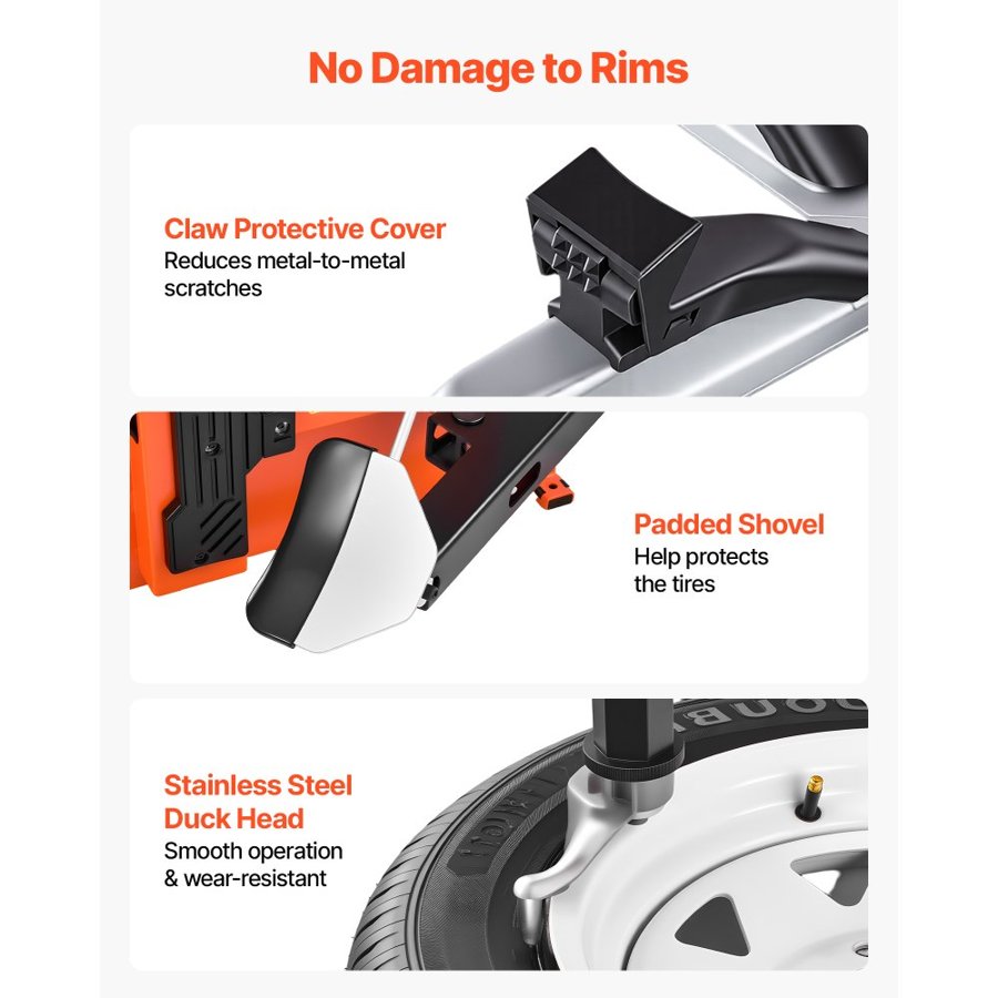 VEVOR Tire Changer Machine, 1100W Wheel Changer Tire Changing Machine, 254-457mm Outside Clamp, 305-559mm Inside Clamp, Supports 305mm Max Rim Width, Pedal Operated for Auto Shops & Home Garages
