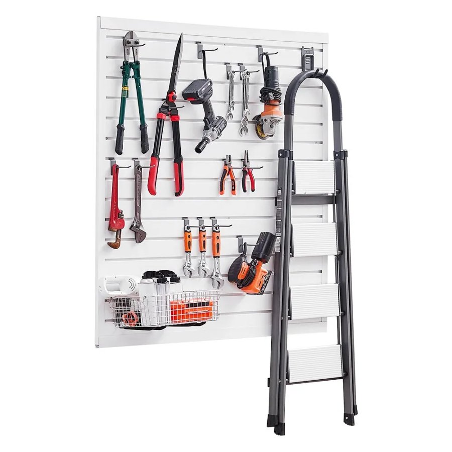 VEVOR Slat Wall Paneling, 4 x 4 ft, PVC Garage Slatwall with Modular Design, White Slat Wall Easy-to-Install Adjustable Slatwall Panel with Coupling Structure & DIY Cutting, Fits for Storage & Display