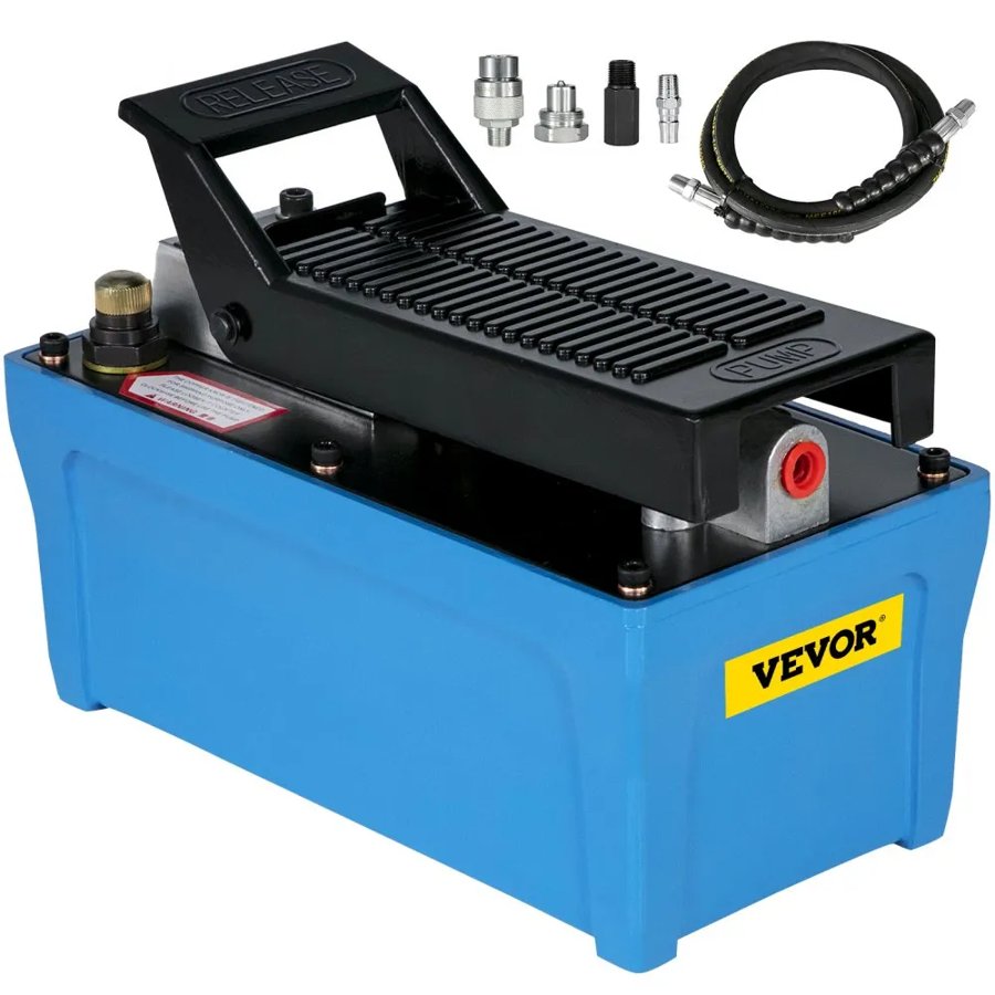 VEVOR Air Hydraulic Pump Power Pack Unit 10,000 PSI 1687.8 cm³ Cap Heavy-duty All Metal Construction Air Hydraulic Foot Pump