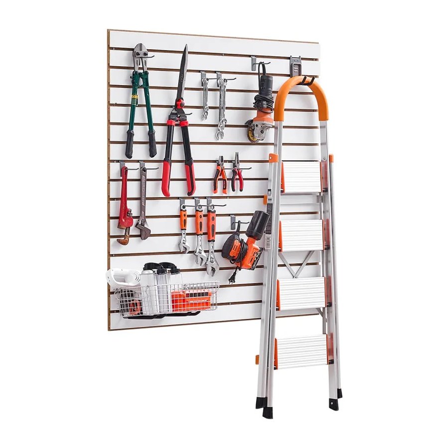 VEVOR Slat Wall Paneling, 4 x 4 ft, MDF Garage Slatwall with Modular Design, White Slat Wall Easy-to-Install Adjustable Slatwall Panel with Coupling Structure & DIY Cutting, Fits for Storage & Display
