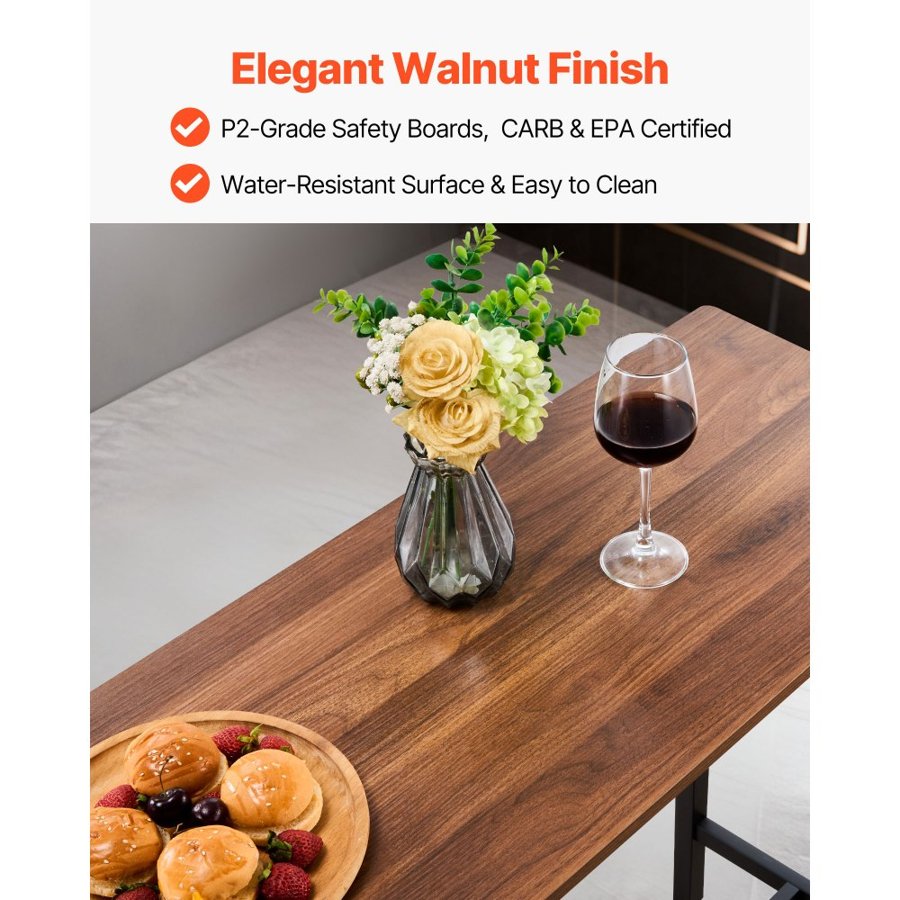 VEVOR 3 Piece Bar Table Set – 47", Rounded Edge, Brown