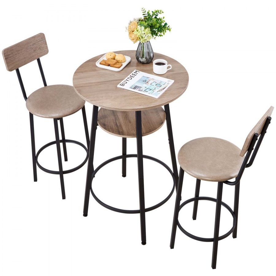 VEVOR Round Bar Table Set for 2 – 23.5", 3-Piece with Stools