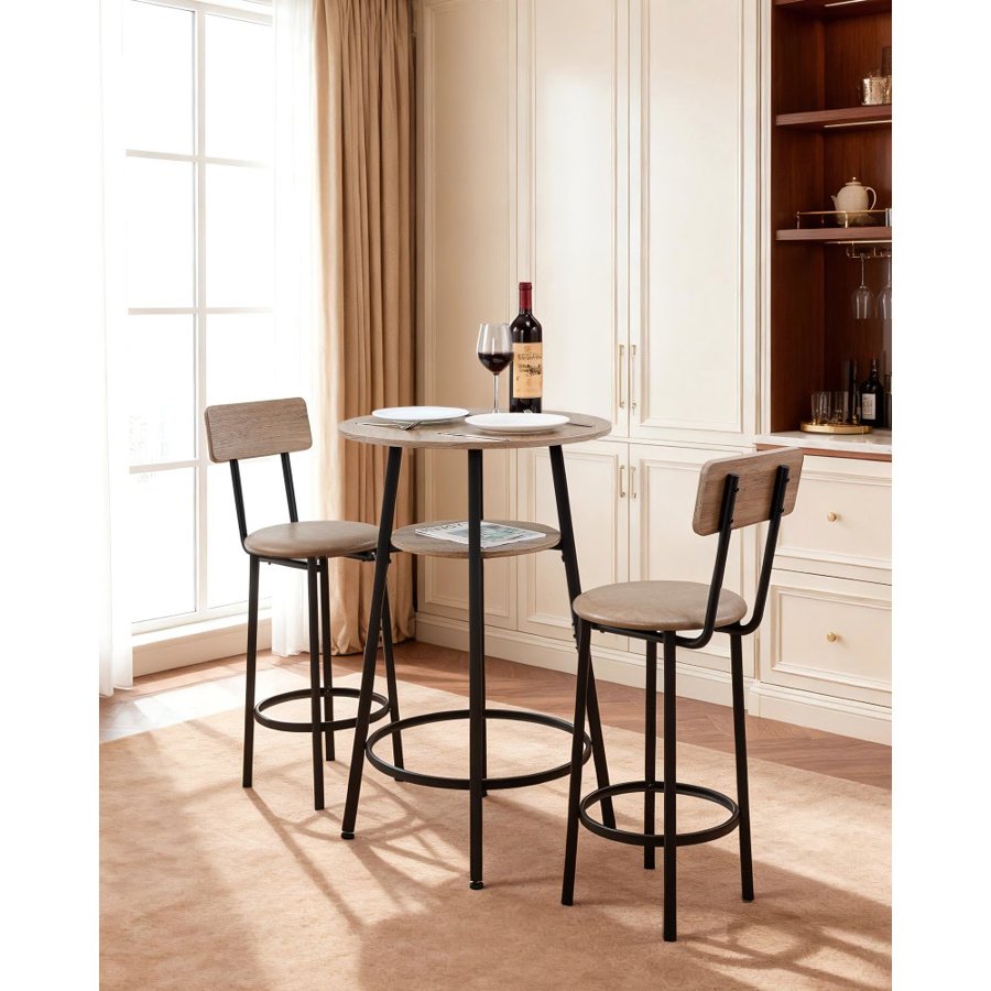 VEVOR Round Bar Table Set for 2 – 23.5", 3-Piece with Stools