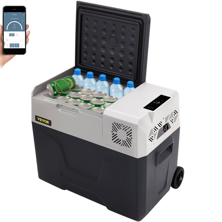 VEVOR Portable Mini Car Refrigerator – 40L, Wheels & Handle