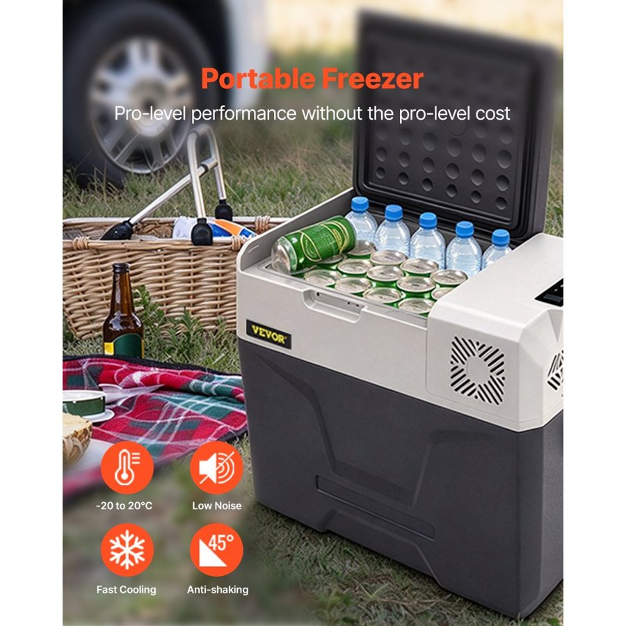VEVOR 50 Litre Car Fridge – 12/24V DC, -4°F to 68°F