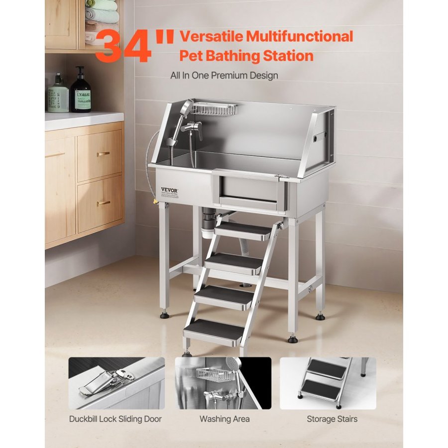 VEVOR Pet Grooming Station – 34", 220 LB, Right Door
