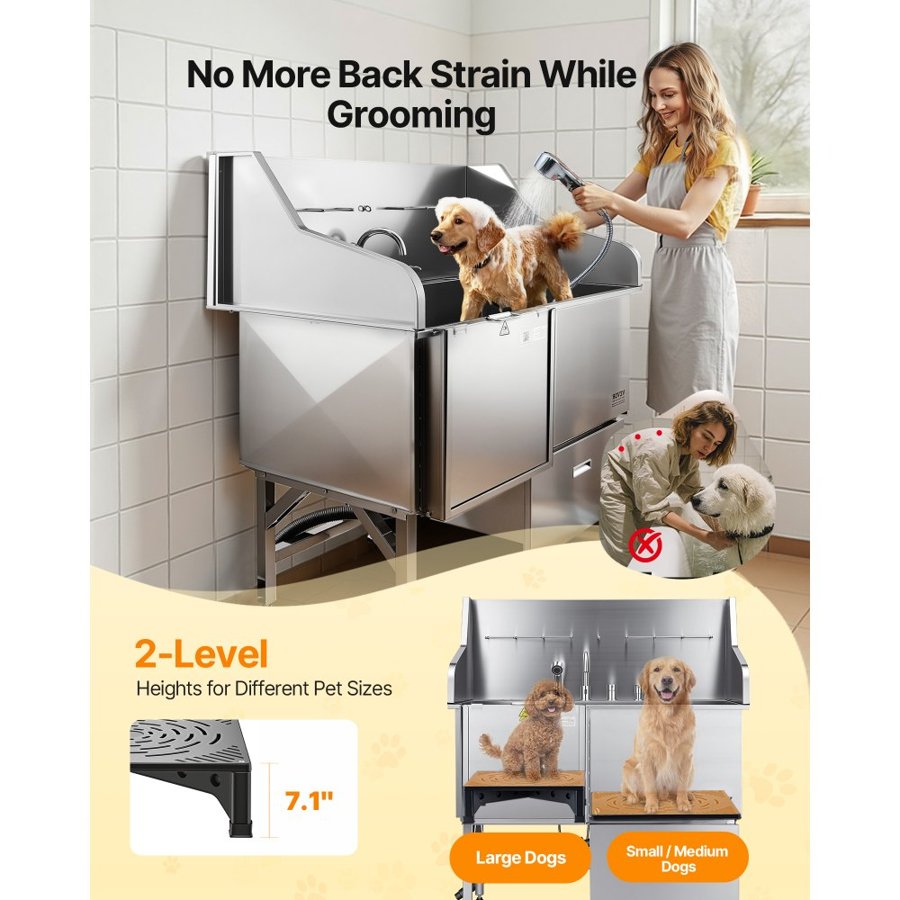 VEVOR Dog Wash Station Stainless Steel – 50 Inch, 24 LBS