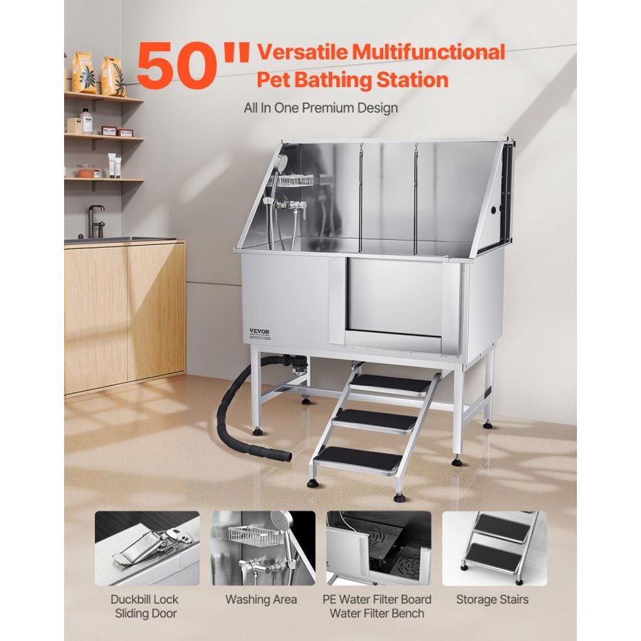 VEVOR Dog Shower Station – 50-Inch, 330 Lbs Grooming Tub