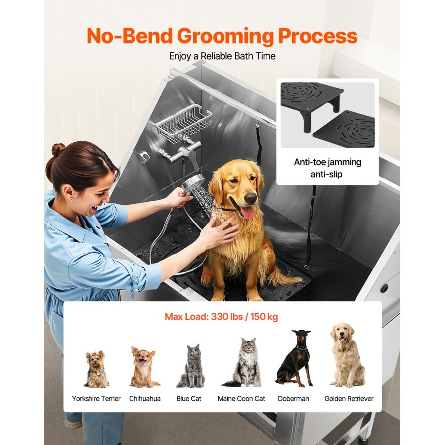 VEVOR Dog Shower Station – 50-Inch, 330 Lbs Grooming Tub