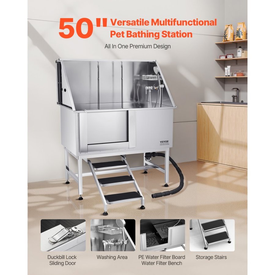 VEVOR Bath Tub for Dog Grooming – 50 Inch, Left Door