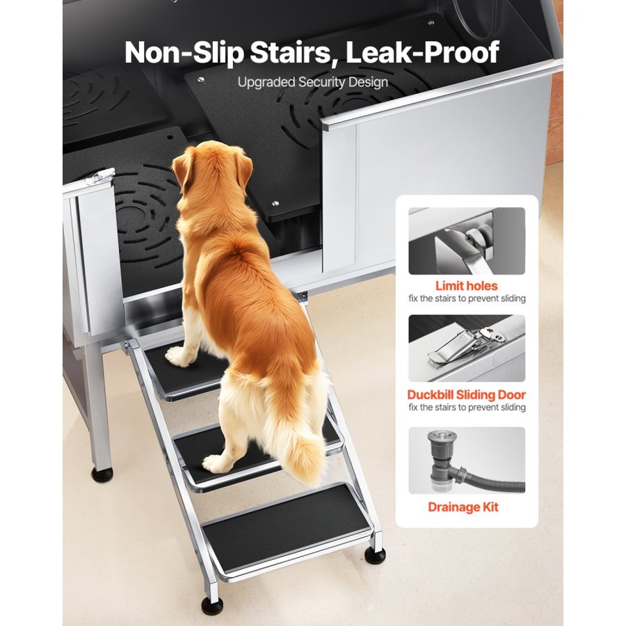 VEVOR Bath Tub for Dog Grooming – 50 Inch, Left Door