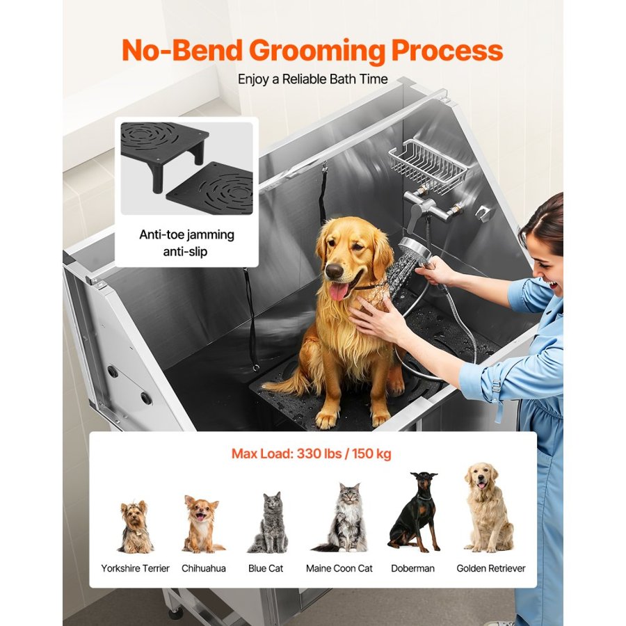 VEVOR Bath Tub for Dog Grooming – 50 Inch, Left Door