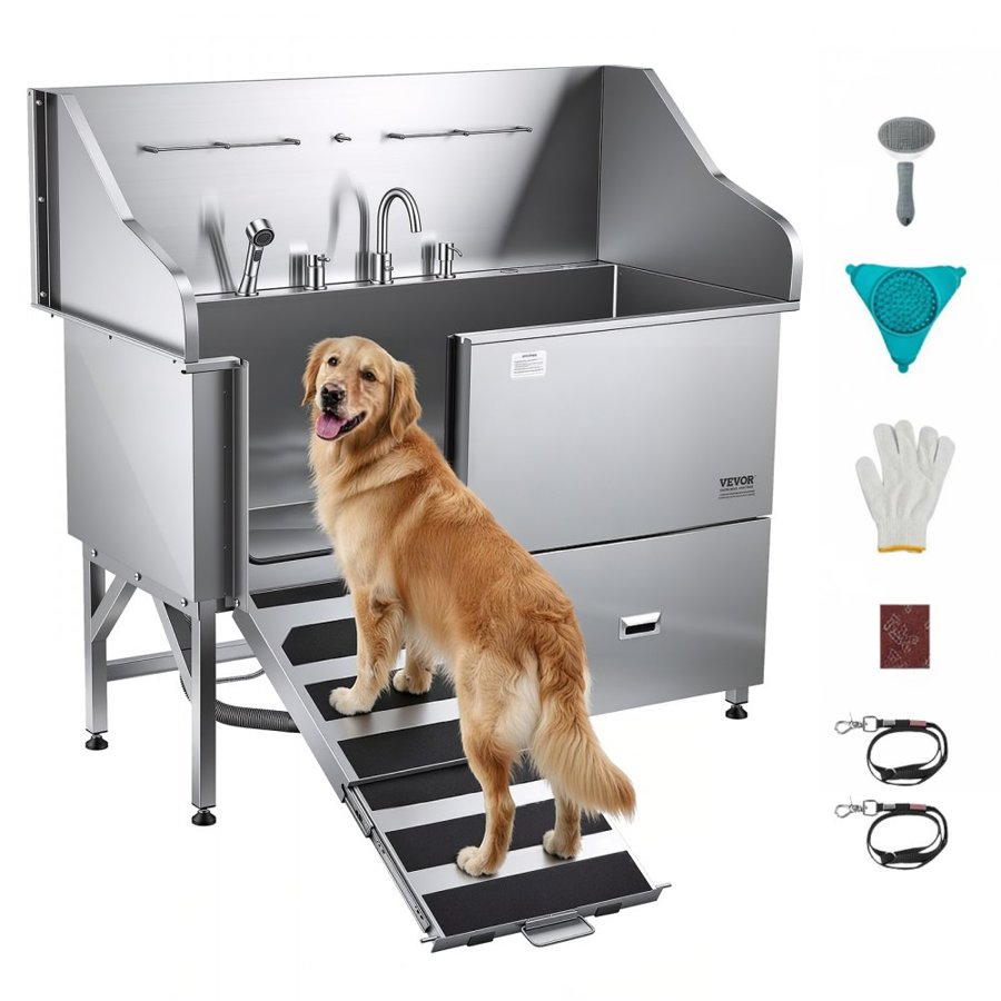 VEVOR Pet Bath Station - 61 Inch, 304 Stainless Steel Tub
