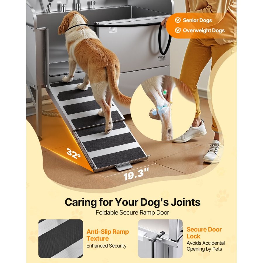 VEVOR Pet Bath Station - 61 Inch, 304 Stainless Steel Tub