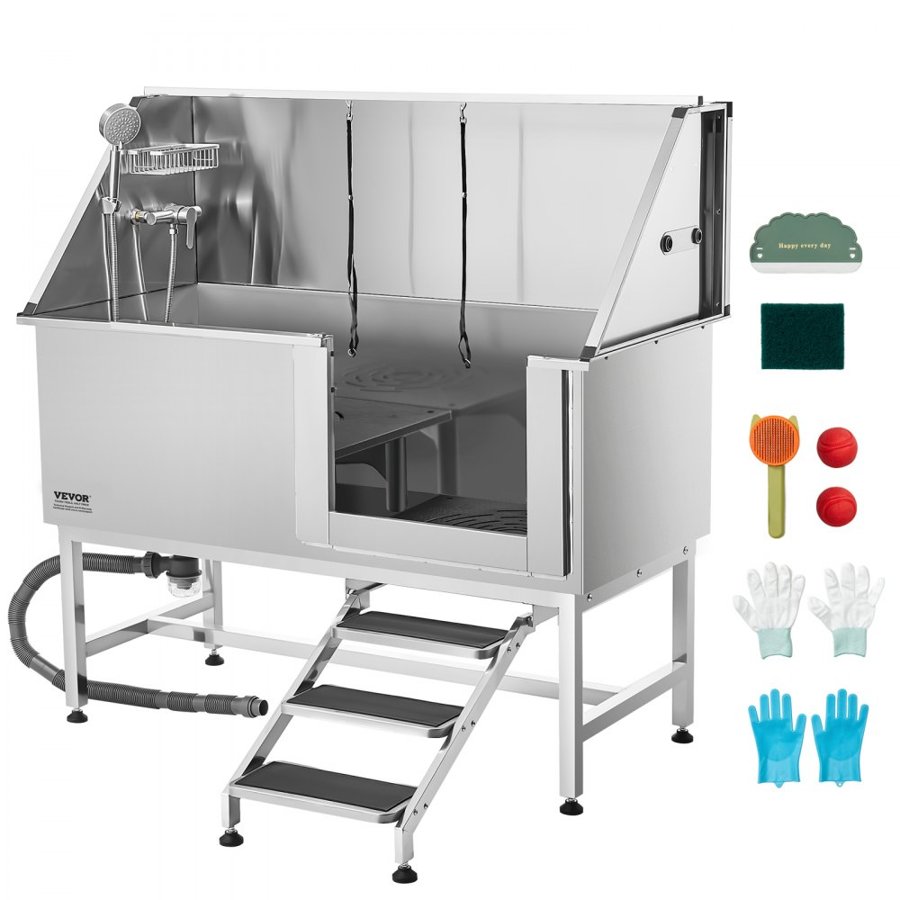 VEVOR Stainless Dog Wash Station – 62 Inch, 440 lbs Capacity