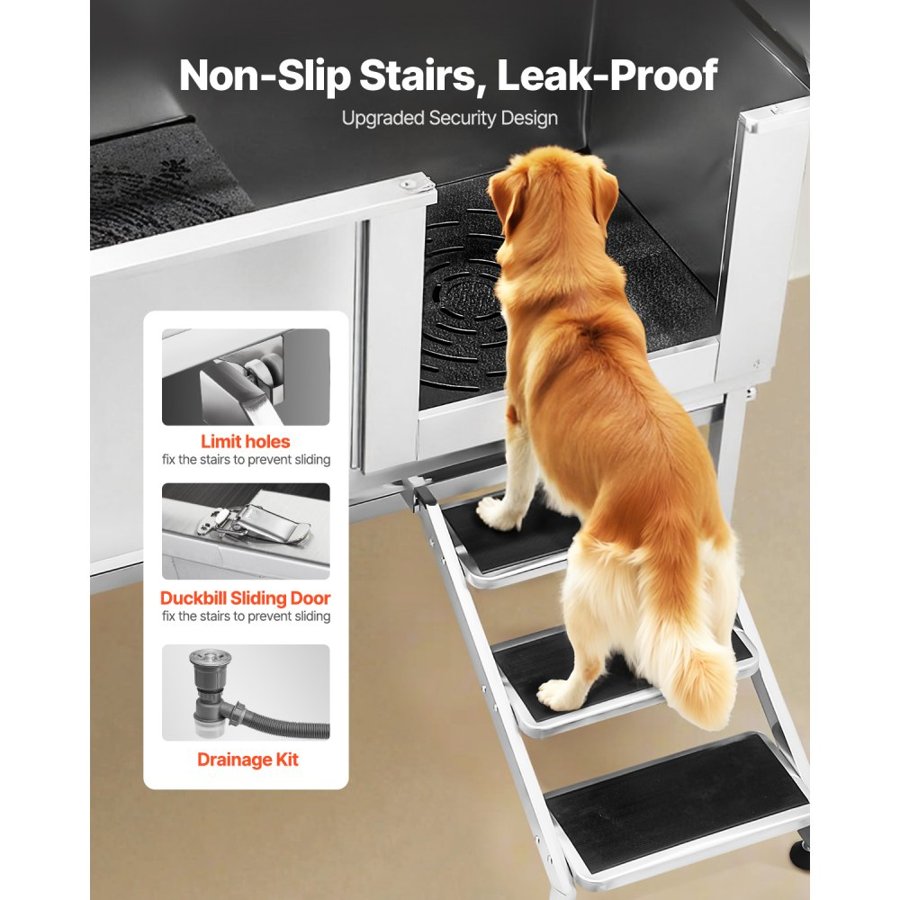 VEVOR Stainless Dog Wash Station – 62 Inch, 440 lbs Capacity