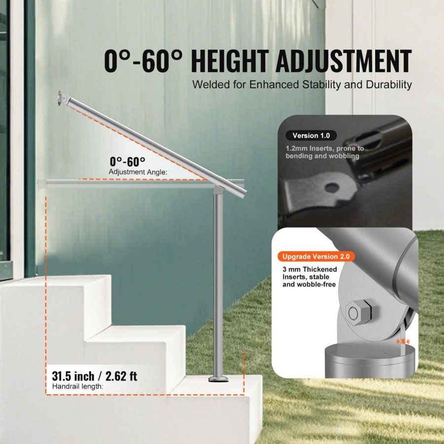 VEVOR Hand Rails for Outside Steps – 31.5 inch, BX-80