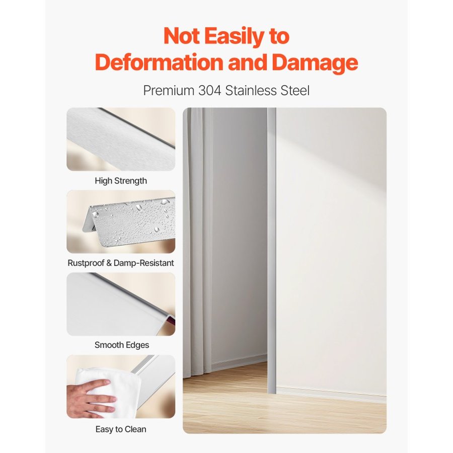 VEVOR Stainless Steel Wall Corner Protector, 38 x 38 x 1217 mm, 10 Pack Metal Corner Guards, 304 Stainless Steel Edge Trim 90-Degree Angle for Home,Office,Commercial Wall Protection, with 3m Tape