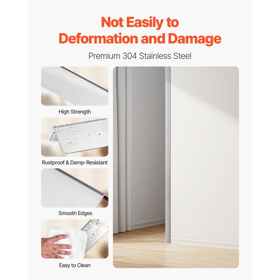 VEVOR Stainless Steel Wall Corner Protector, 38 x 38 x 2436 mm, 10 Pack Metal Corner Guards, 304 Stainless Steel Edge Trim 90-Degree Angle for Home,Office,Commercial Wall Protection, with 3m Tape
