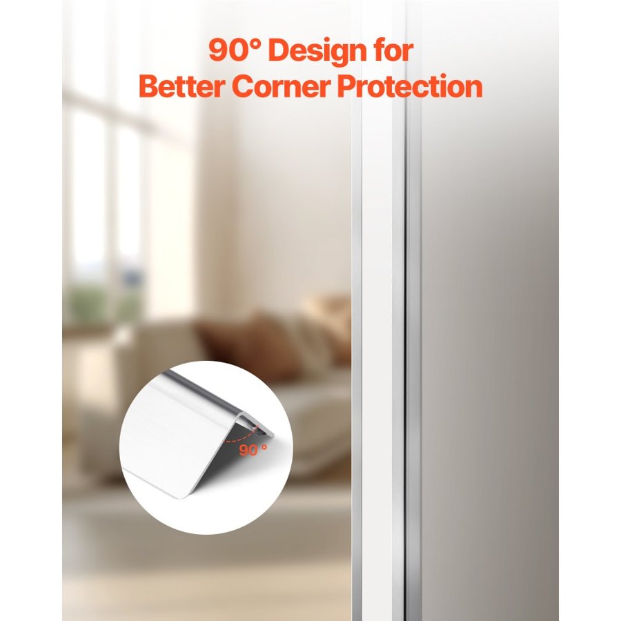 VEVOR Stainless Steel Wall Corner Protector, 25 x 25 x 1217 mm , 10 Pack Metal Corner Guards, 304 Stainless Steel Edge Trim 90-Degree Angle for Home,Office,Commercial Wall Protection, with 3m Tape