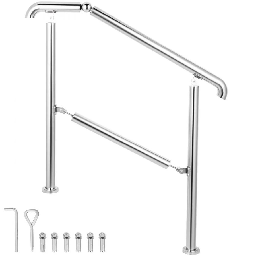 VEVOR 5 Step Hand Rail – Stainless Steel, 200kg, 0-45°