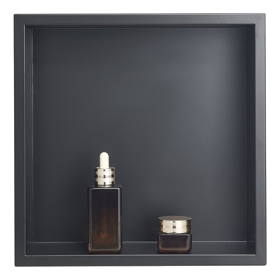VEVOR Shower Niche, 33.0 x 33.0 x 10.2 cm Recessed Wall Niche, Heavy-duty Stainless Steel Modern Soap & Shampoo Storage Organizer, Sealed Waterproof, Durable & Easy to Install, Black for Bathroom