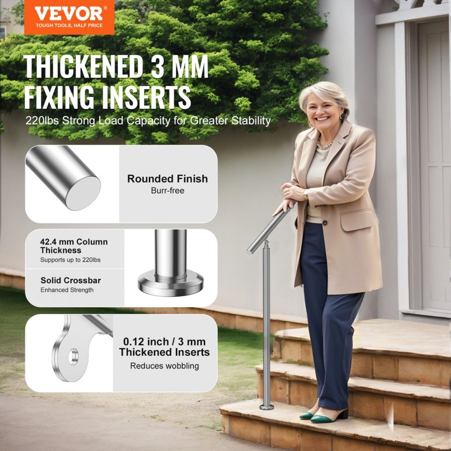 VEVOR Handrails for Porch Steps – 39.4 inches, 220 lbs