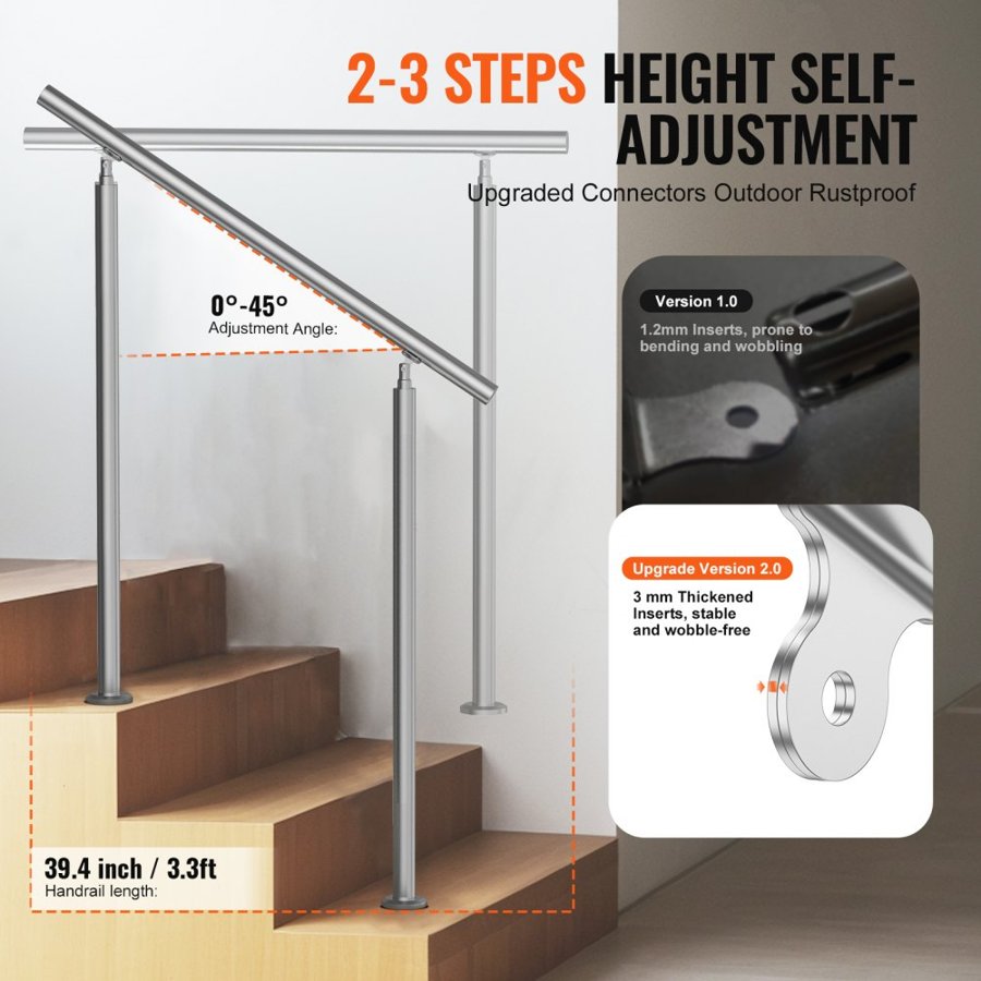 VEVOR Handrails for Porch Steps – 39.4 inches, 220 lbs